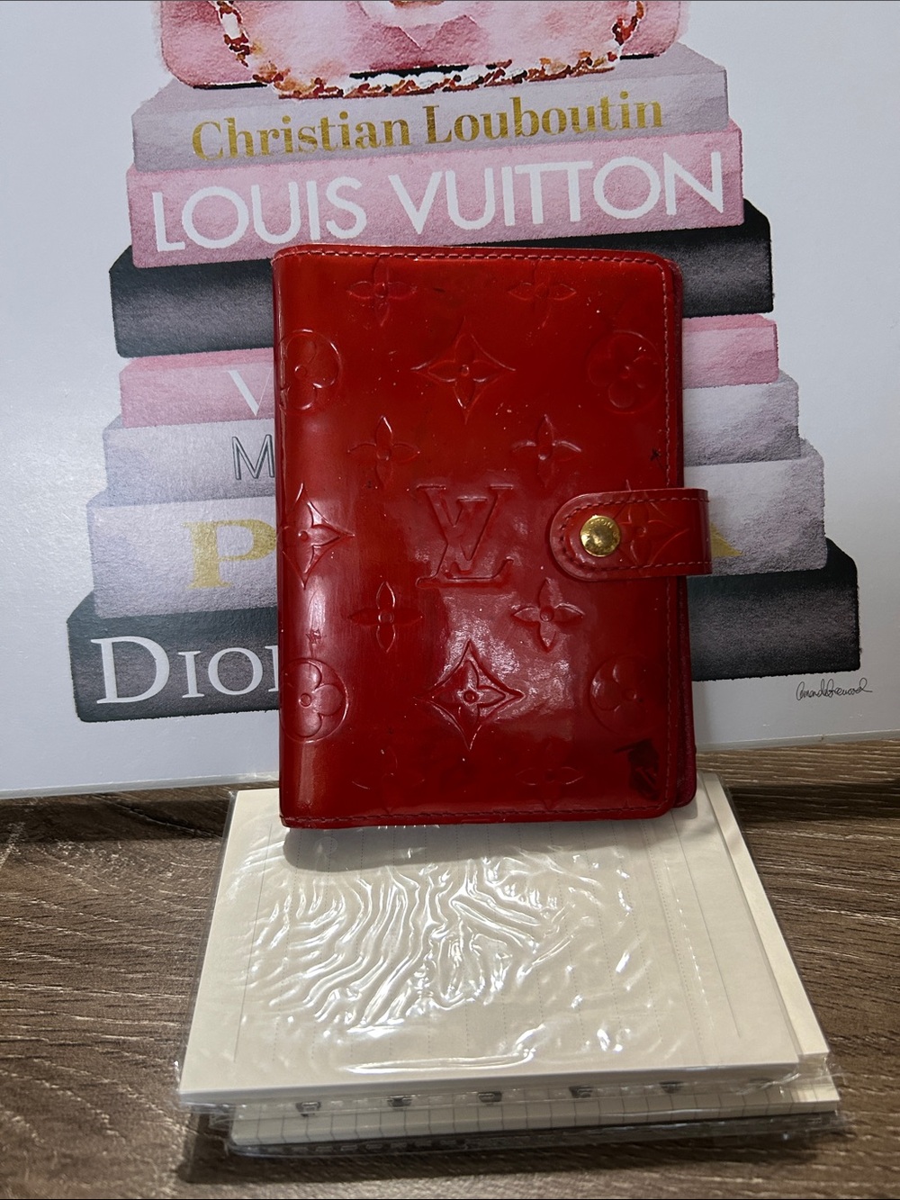 Louis Vuitton Red Vernis Monogram PM Agenda